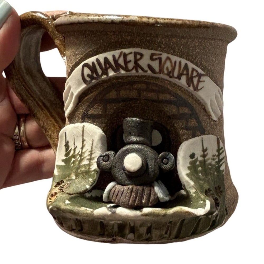 Quaker Square | Akron Ohio | 3D Train Steam Engine | Studio Pottery Mug
